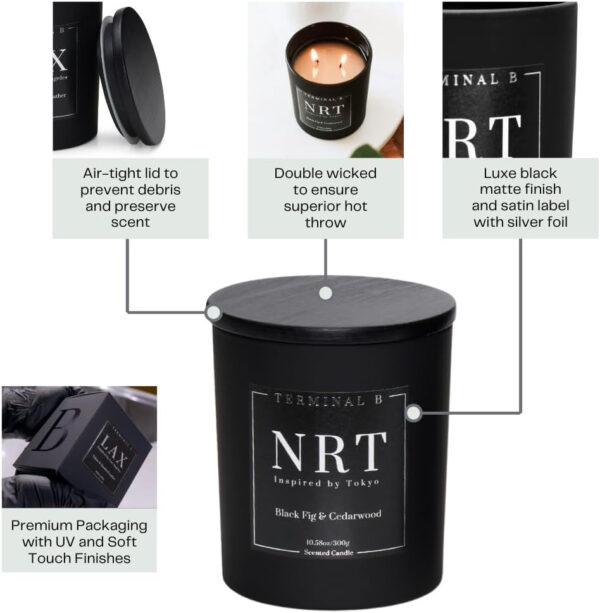 Terminal B - Luxury Scented Candle,  Black Fig & Cedarwood, 10.58 oz - Image 6