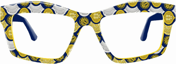 Vontelle: Divine Mpenzi Frames, Blue & Gold Print, Rx-Ready